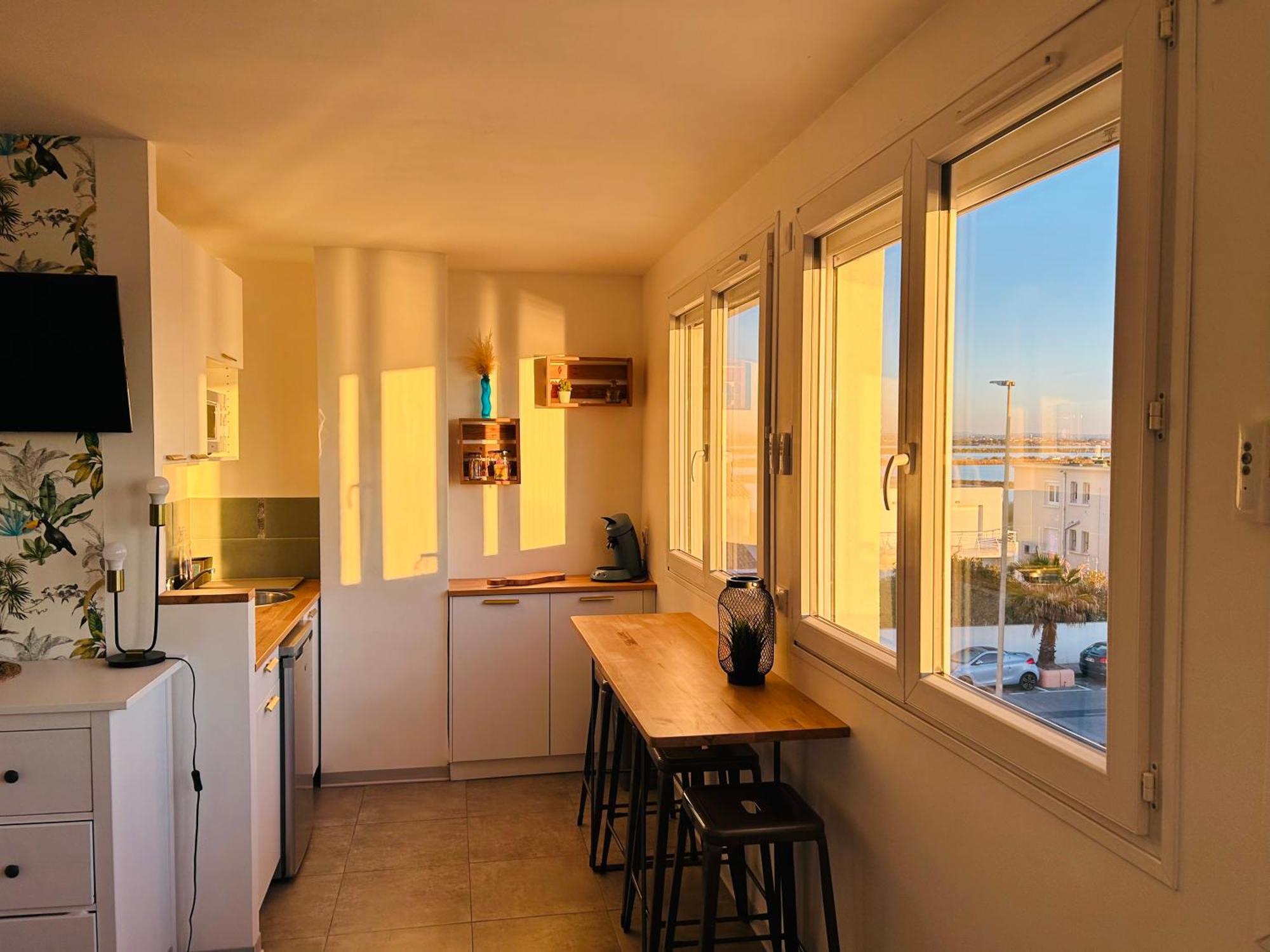 Estudio 1Ere Ligne Vue Mer ,Place De Parking Privee Acces A La Plage De La Residence 3Eme Etage Palavas-les-Flots Luaran gambar